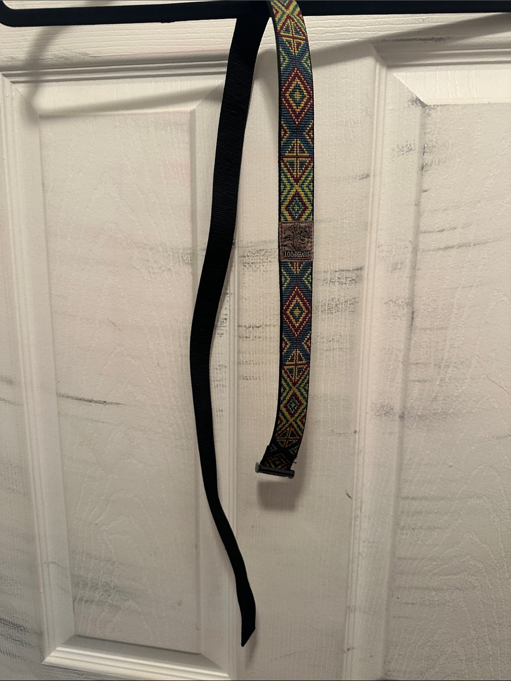 Men's Silverfoot Black Webbing Belt with Multicolor Geometric Accent